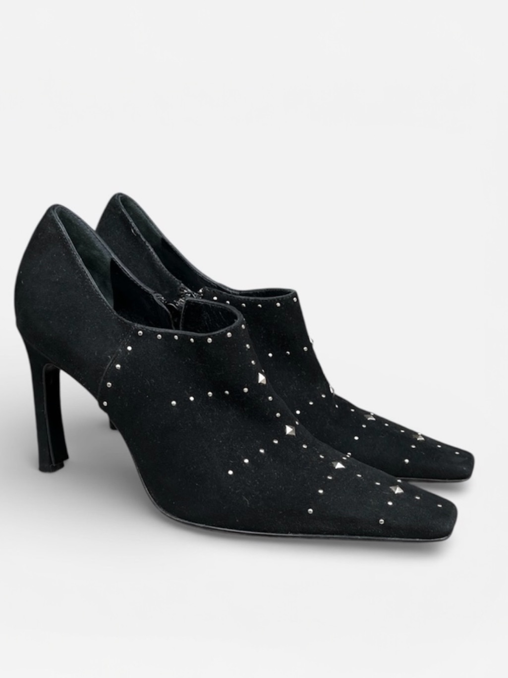 Casadei Studded Square Toe Ankle Bootie In Black Made In Italy Size 6